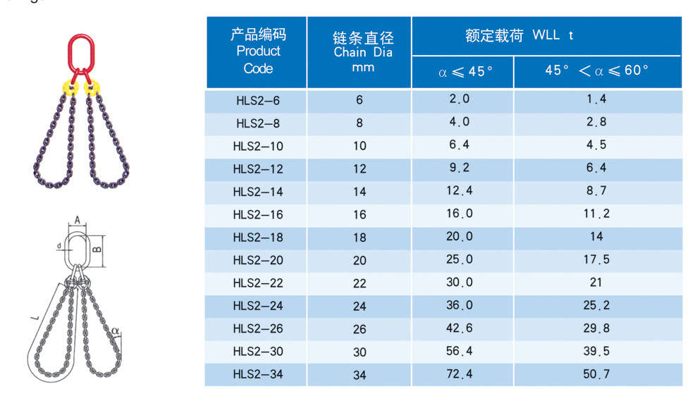 双腿环形链条索具