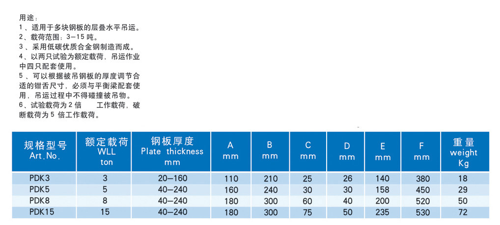 可调式层叠钢板起重钳